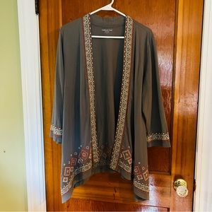 Coldwater Creek embroidered open cardigan sz L